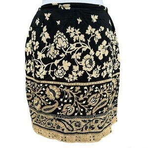 L' Amadei Women's Black Print Wrap Mini Skirt Size 10